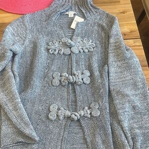 Coldwater Creek NWT Gray shimmer Cardigan with Knot Accents size M (10/12)